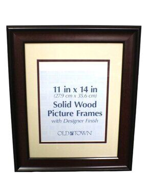 Old Town 11x14" Solid Wood Picture Cert Frame Dark Mahogany Cherry Finish Wall
